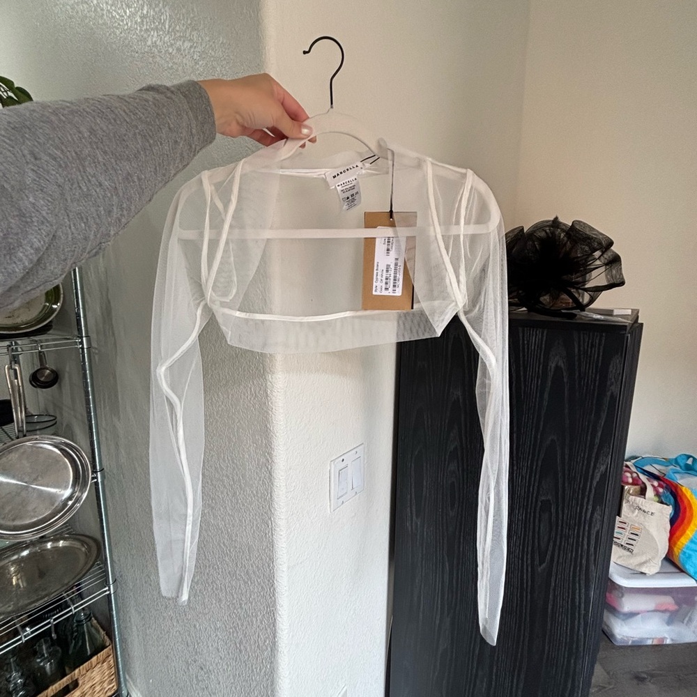 NWT Marcella Sheer White Bolero